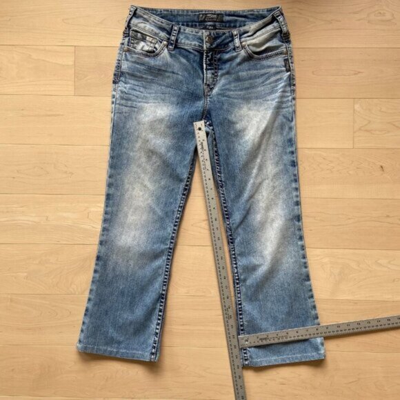 Silver Jeans silver Suki Women Medium Rise Straight Leg Jeans 32 Bleach tie dye - Picture 10 of 11